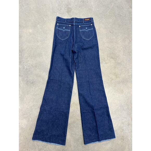 Wrangler Denim - Vintage Wrangler Hallmark Wide Flare Jeans USA Made 29x35 Student Dark Wash